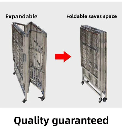 Large Dog Cage Outdoor Stainless Steel Folding Fence with Strong Load-bearing Capacity Bottom Extraction Tray for Dog Supplies