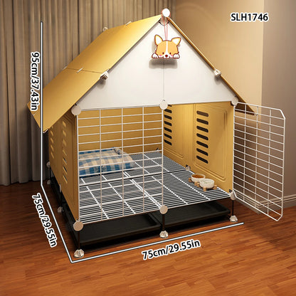 Dog cage Home large space small dog dog Blue cat English short cat villa Pomeranian teddy Corgi dog house iron cage