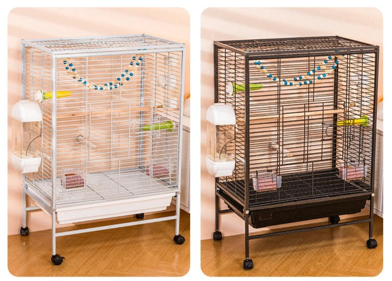Luxury Bird Cage Large Parrot Birds Cages Accessories Drawer Wheels Birds Houses Lock Parrots Pigeon Feeder Birdcage Supplies