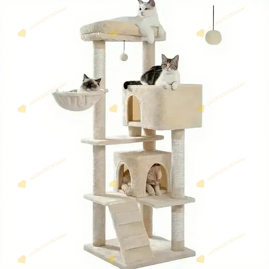 Cat Tree with Hammock and Scratching Post Tower, cat House, Cat Toys Tower, K01, Dark Gray