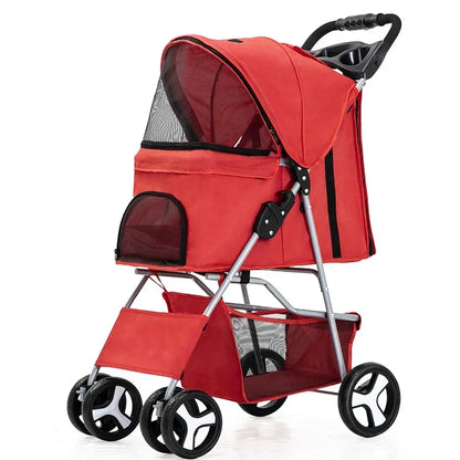 Pet Stroller Lightweight Folding Universal Wheel Cat Dog Travel Breathable Pet Stroller Outdoor Stroller for Small Medium Pets