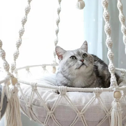 Pet Cat Hammock Swing Bed Bohemian Handwoven Tapestry Cotton Macrame For Home Bedroom Decoration Wall Hanging Without Mat