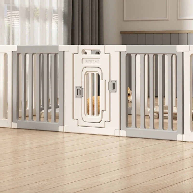Gray and white color dog fence, foldable pet guardrail combination, small and medium-sized dog cage, indoor isolation fence