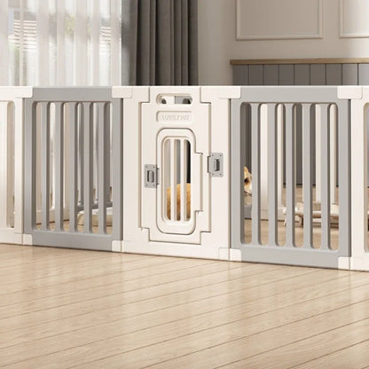 Gray and white color dog fence, foldable pet guardrail combination, small and medium-sized dog cage, indoor isolation fence