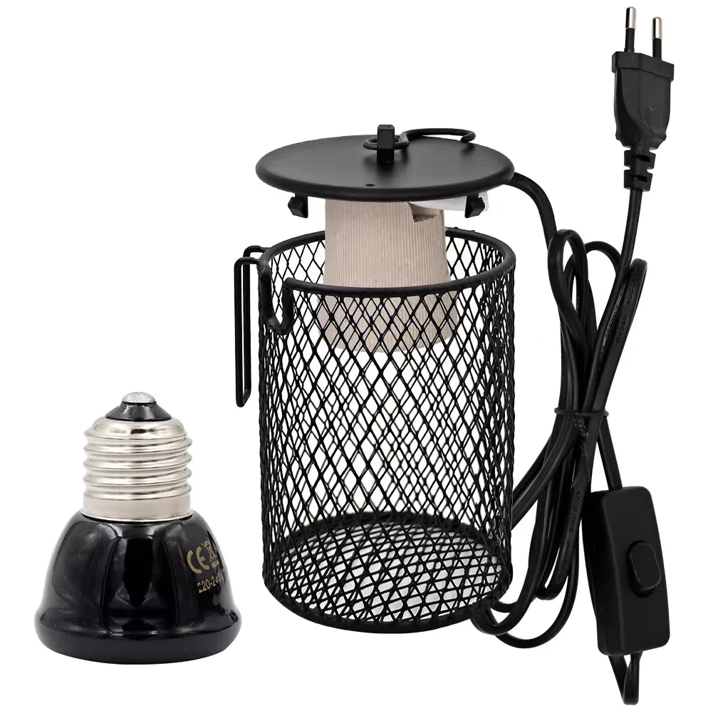 E27 Pet Heating Lamp for Turtle Snake lizard Infrared Ceramic Heat Light Reptile Lamp Anti-Scald Cage Protects Chicks UK Plug