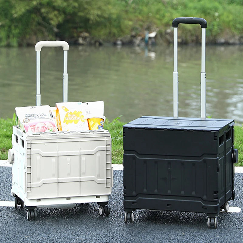 Plastic Foldable Pet Stroller Garden Camping Hand Trolley Carts Utility 4 Wheels Market Storage Mobile Alloy Rod Shopping Cart