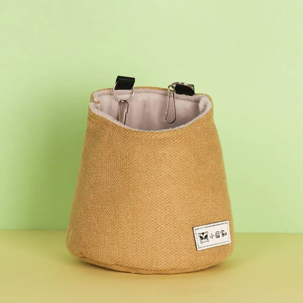 Opening Winter Sugar Glider Pouch Cloth/Plush Hanging Hamster Hanging Bed Soft with Hook Squirrel Bed Cage Autumn