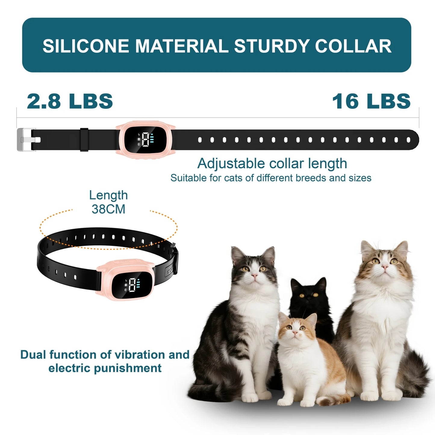 Automatic Cat Training Collar Suitable for Cats &Kittens, Cat Meowing Collar,Anti Meow Collar-Waterproof and Rechargeable