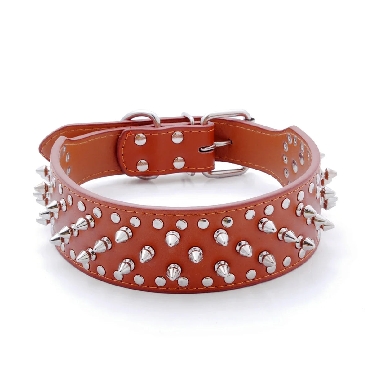 Skull Spiked Studded Leather Dog Collar For Medium Large Dogs Bulldog Adjustable Anti-Bite Neck Strap Collars Leash Accessories