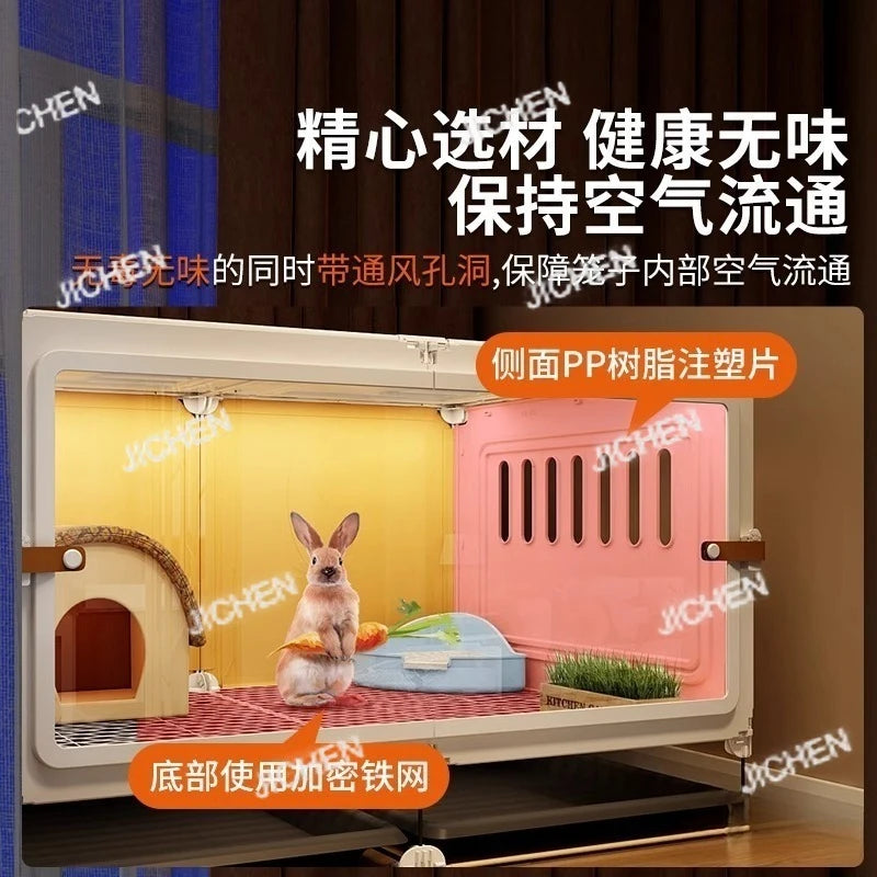 ZQ Rabbit cage Rabbit cage with toilet Rabbit  Household large guinea pig guinea pig Ornamental villa plastic