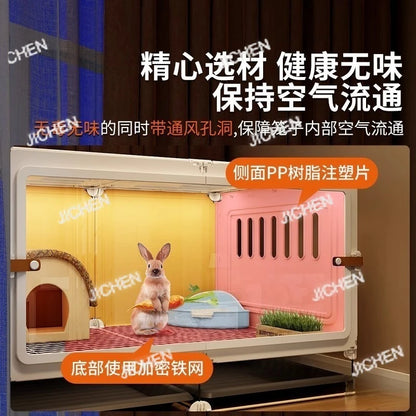 ZQ Rabbit cage Rabbit cage with toilet Rabbit  Household large guinea pig guinea pig Ornamental villa plastic