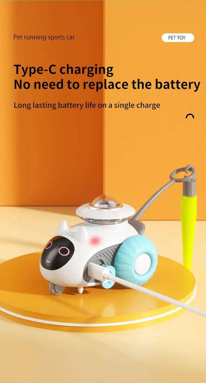 Cat Toys Car for Indoor Remote Control Smart Automatic Car with Tail Rechargeable LED Auto Moving Exercise Interactive Cat Toys