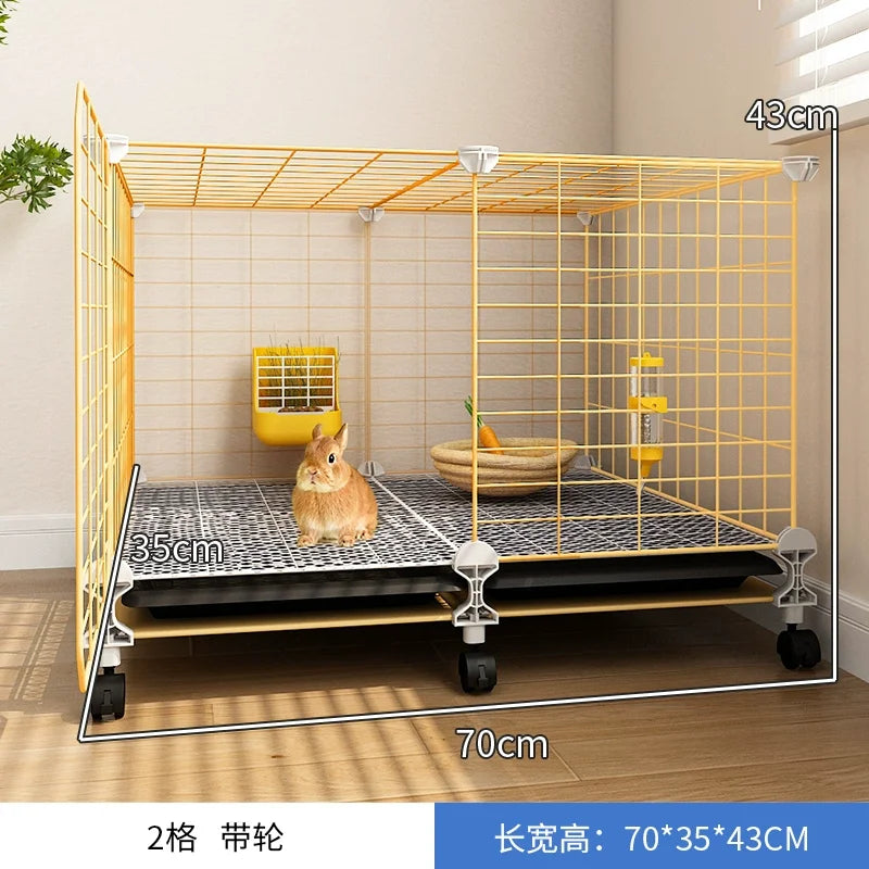 Large Two-Story Rabbit Cage Metal Wire Pet Hutch with Removable Tray Home Bunny House for Indoor Spacious Habitat for Rabbit