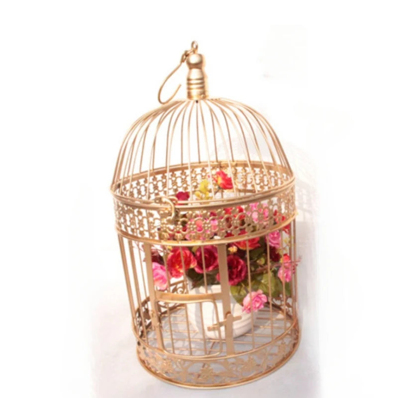 European-style Iron Art Bird Cage Wedding Decoration Flower Cage Home Living Room Decoration Prop Hanging Flower Frame Bird Cage