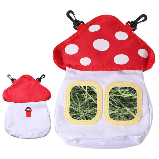 Mushroom Shaped Rabbit Hay Bag Large Capacity Oxford Cloth Rabbit Feeding Bag Hanging Portable Rabbit Hay Feeder Bag