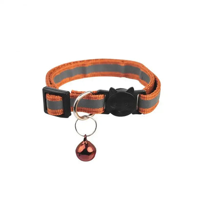 Reflective Pet Collar Cat And Dog Safety Buckle With Bell Nylon Buckle Adjustable Collar Night Safety Cartoon Pet Accessories