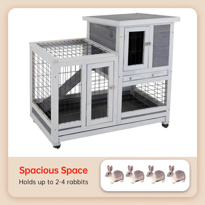 Wood Gray Pet House Rabbit Hutch Bunny Rabbit Cage Commercial Farming
