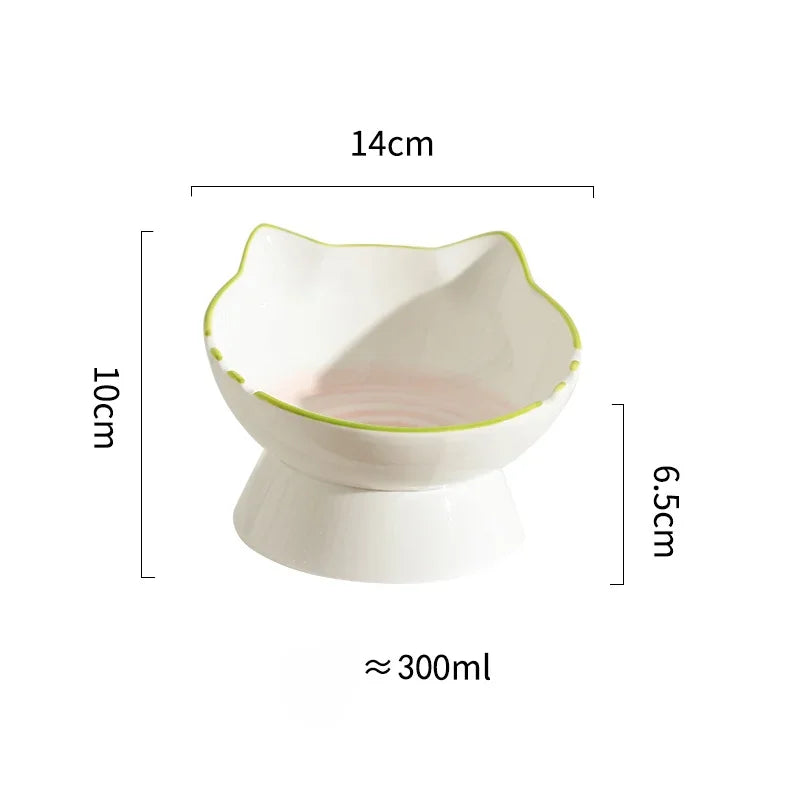 Cat Bowl Ceramic Cat Food Bowl Dog Bowl Food Bowl Rice Bowl Large-diameter Water Bowl Slanted Mouth Bowl Anti Knock Pet Supplies