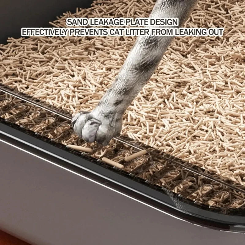 Heavy - Duty Semi - Enclosed Litter Box, High Sides Anti - Splashing, Odor - Proof, Large Capacity, Perfect for All Cat Stages