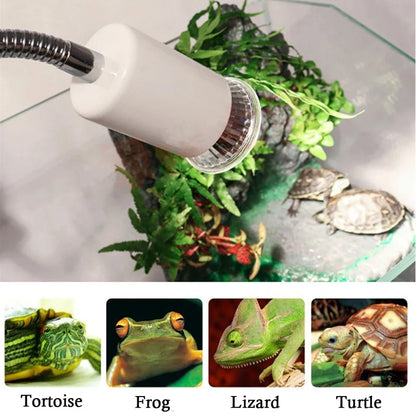 Reptile Heat Lamp UVA UVB Light Rotatable Basking Spot Light Simulated Sunlight For Turtle Lizard Clip-on Lamp Holder 25-75W