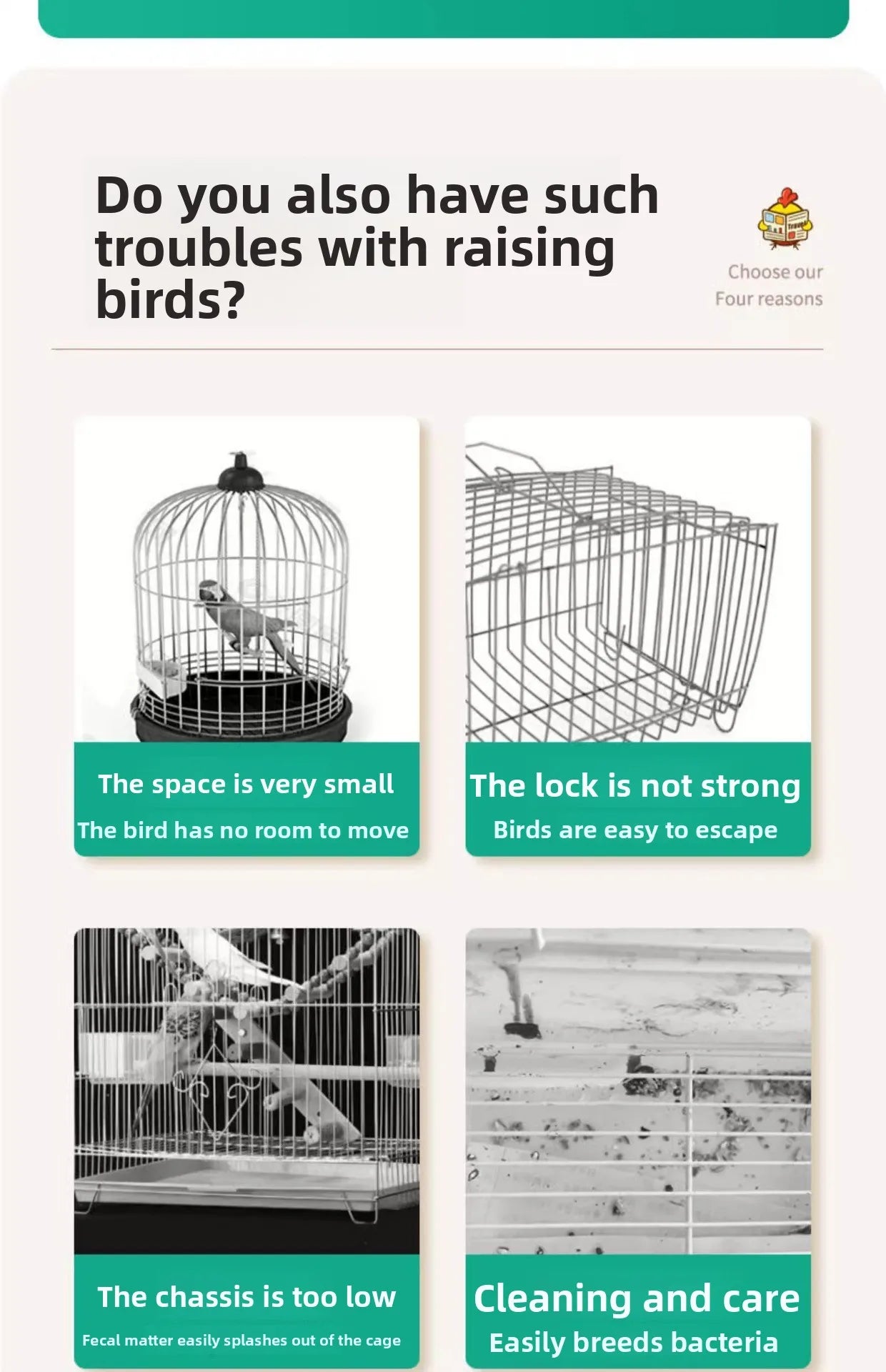 Birdcage for Budgerigars - Large Villa-Style British-Inspired Metal Display Cage with Horizontal Wire Base for Parakeets