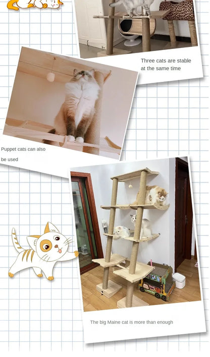 Luxury Large Cat Trees & Towers Wood Scratching Post for Cat Toys Gym Hiding House Sleeping Pad Cooling Pad Pets Stuff Products