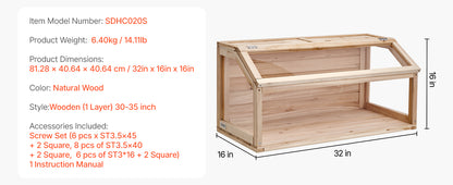 VEVOR Wooden Hamster Cage 270° Viewing Hamster Habitat Hamster Cages with Openable Top Ventilated Animal Cage for Gerbils Mice